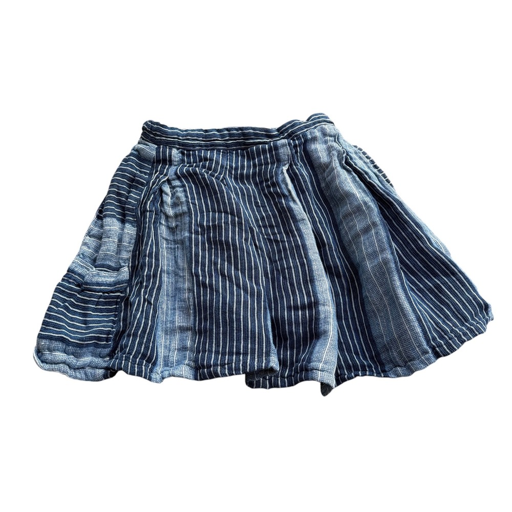 ACE & JIG Mini Skirt‎ Blue White Striped Linen Cotton Women's Size XS Boho Chic